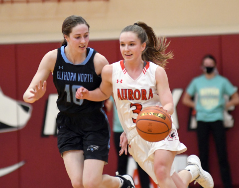 Aurora's Cassidy Knust scored 11 points in a 46-36 loss to undefeated Elkhorn North Saturday. 