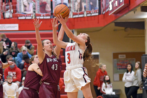 Aurora’s Cassidy Knust was flawless at the free throw line -- 15 of 15 -- in a 56-52 overtime win against Waverly.