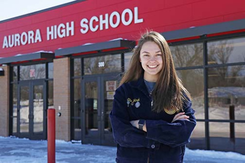 Aurora High School FFA chapter president Ellie Wanek serves with unparalleled passion, hoping to inspire and lead her peers and follow her FFA journey into college as a state officer.