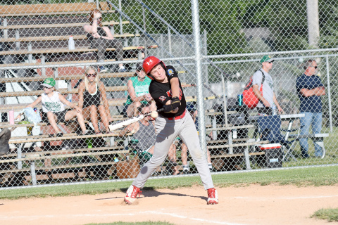 Bradin Kennedy comes up with a base hit during Aurora’s home loss to Central City Thursday. 