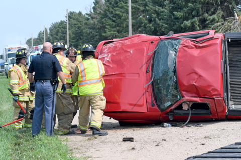 A single car rollover accident was called in Tuesday morning three miles southwest of Aurora.