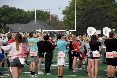 Aurora's band plays the National Anthem during Friday's 9/11 tribute.
