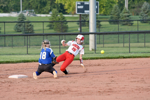 Aurora’s Adi Fahrnbruch slides into second just ahead of the tag during a 6-1 win over Centennial Aug. 31. Fahrnbruch has five stolen bases on the year so far and is hitting .432 at the plate. 
