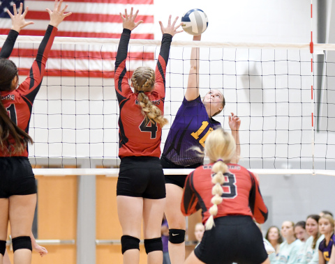 Kylie Mersch was a force for Hampton on the outside in a sweep of Red Cloud. 