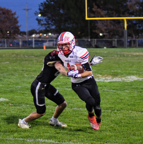 Carsen Staehr recorded 7 receptions for 77 yards and a touchdown in Aurora's 41-27 win over GINW Friday night.