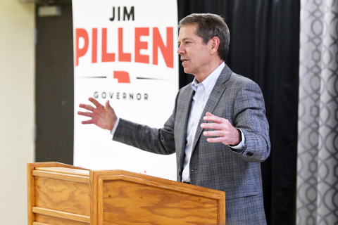 Jim Pillen shares his platform and reasons he is running for governor during a Nov. 15 campaign stop in Aurora, which was coordinated by the Hamilton County GOP.