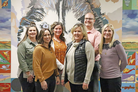 School counseling staff at the 4R district is taking steps ahead with digital class registration, and updated professional titles, just in time for National School Counseling Week. Together, Aurora’s counseling staff includes, from left, Michelle Sutter (HS counseling administrative assistant), Emily Hoegh (district mental health therapist), Erlinda Amen (elementary school counselor), Barb Bonifas (high school counselor), Jake Willems (high school counselor) and Angie Moural (middle school counselor).