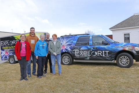 Edgerton staff members are excited about the year ahead, as well as their newly wrapped vehicles and trailer. They include, from left, Nicole Havlik, John Boeder, Deb Miller, Joe Almont and Mary Molliconi.