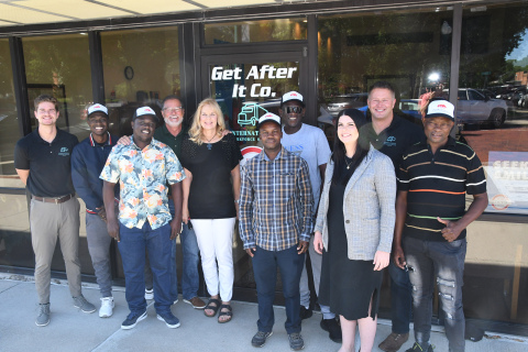     Staff and clients representing International Workforce Services in Aurora include, from left:  Trevor Vettel, Sebastian Moyo, Toddy Mukuya, David Vettel, Crystal Vettel, History Matyabadza, Emmanuel Manyewv, Celie Holliday, Todd Vettel, Felix Chipungu.
