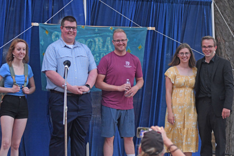 The winners of the 2022 “Aurora’s Got Talent” from left to right: Maddy “The Maddog” Barnes, Ethan Wishman, Stephen Knudsen, Alyssa and Bobby Jacobs.