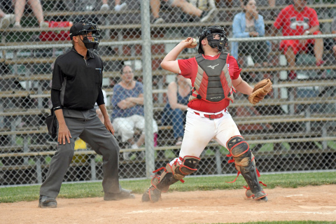 Dylan Dubas makes the throw to second as a Grand Island baserunner attempts to steal. Later in the week, Dubas would go 5-for-6 at the plate in a win over Doniphan-Trumbull. 