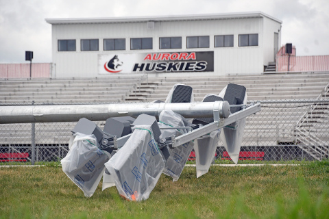Aurora’s new stadium lights at the football field have been delivered and installed, but the 4R district is waiting for the lights’ control panel, a part of several supply chain issues for the school. 