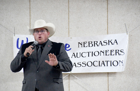 Jamie Bergmark of Phillips was one of 18 participants in Sunday’s bid-calling competition at the Hamilton County Fair, where he finished in the top 10.