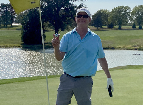 Chris Hunt after his ace in Lincoln.