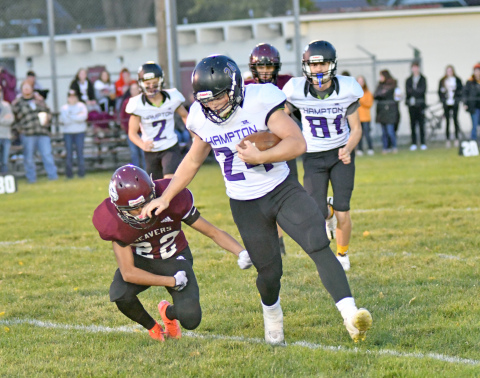 Hampton's Evan Pankoke ran all over the St. Edward defense in a 64-32 win Friday night. 