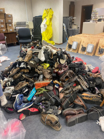 A pile of shoes that lies on the ground was collected by the Chapter AC of PEO for its fundraiser drive in Hamilton County. Locals can donate gently used shoes, which will be converted into fundraising dollars through Funds for Orgs group, from now through Dec. 1. 