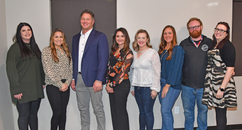 Award winners recognized at Thursday’s Aurora Chamber of Commerce banquet included, from left: Cellie Holliday, Teresa and Todd Vettel with Scooter’s Coffee (Large Business of the Year); Bridgett Svoboda (Community Leader of the Year); Georgia Berthelsen and Megan Newman with Hello Gorgeous (Small Business of the Year); Paul and Brooke Johnson with the Hamilton County Youth Center (Civic Business Award). Not pictured is Loren Berthelsen with Grape Frog (Rising Star Award).