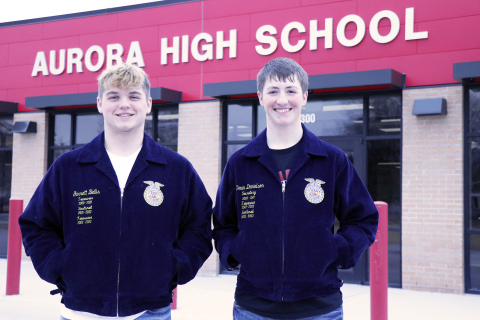 Aurora seniors Garrett Bellis (left) and Devin Danielson make up the treasurer and sentinel roles for the Huskies FFA chapter.