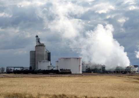 Steam rises from the KAAPA ethanol plant west of Minden on a cold cloudy winter day. Its original production capacity of 40 million gallons a year had doubled by March 2016.  