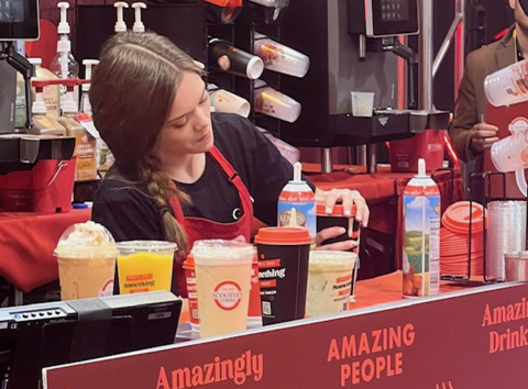 Sarah Havlik, a barista at the Scooter’s Coffee location in Aurora, placed eighth in a field of 55 competing March 22 at the Barista Cup competition in Omaha.