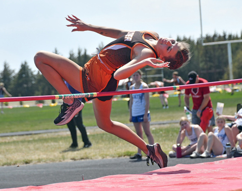Giltner’s Alyssa Fastnacht finished third at Thursday’s high jump event at Centura. 