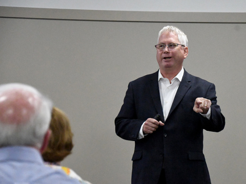 Rick Nelson, a senior consultant with the Nebraska Public Power District, shared insight in Aurora Friday on how economic development efforts have changed over the years.