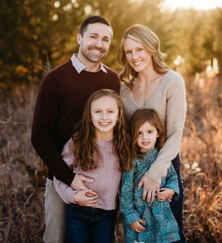 Kevin and Kayte Partch pose for a family photo with daughters, from left, Kendall and Kellan. The family lives in Lincoln where Kayte is the USDA Child Nutrition director for the Nebraska Board of Education.