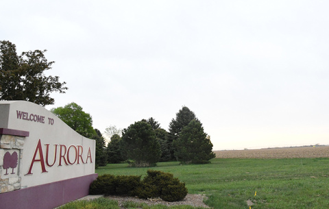 This 'Welcome to Aurora' sign on south Highway 14 sits on the edge of the Aurora Development Corporation's Mission Critical property.