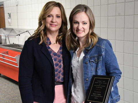 Executive director of the Hamilton Community Foundation Tammy Morris is pictured with 2023 Eloe Award winner Haley Sigler.