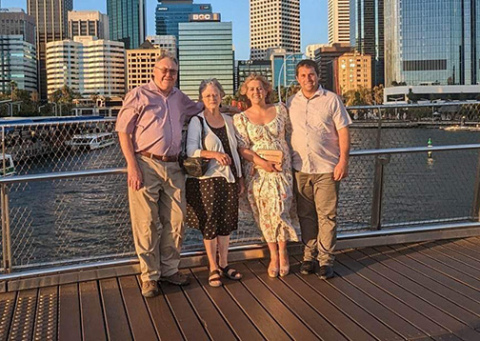 Alan and Dottie Anderson pose for a photo with Janelle and Regan Bairstow in Perth, Australia, one of many stops they made during a six-week trip to southwest Australia.