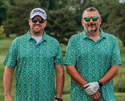   Zack Danhauer, right, and Brian Luhr won this year’s Poco Creek Member/Guest tournament.