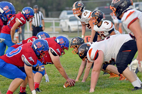 High Plains and Giltner square off at the line of scrimmage.