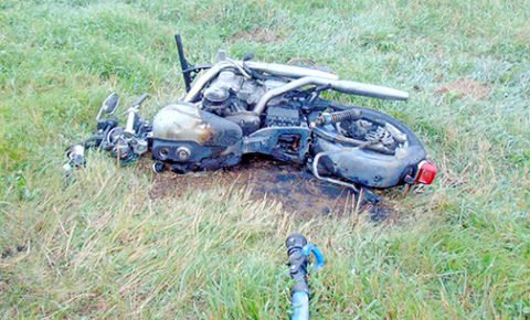 This motorcycle driven by a Gothemburg man was involved in a Wednesday morning collision with a Jeep. 