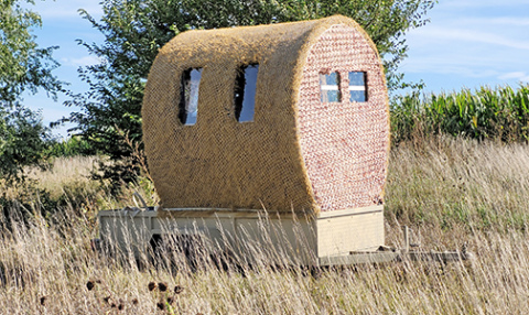 Ed Winton, owner of this hay bale blind, snapped this photo after recently towing the blind up to his hunting spot along the Loup River near St. Paul. He expects it to be much more cozy after replacing the actual hay that once covered the sides. 