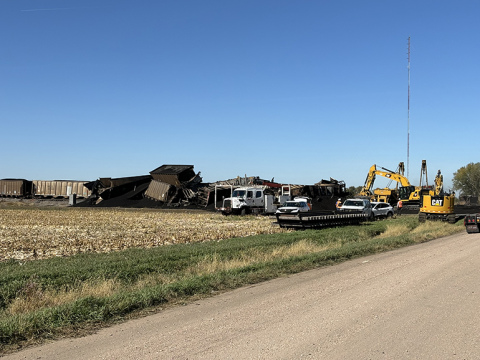 Train cars derail near the Mars Petcare plant.