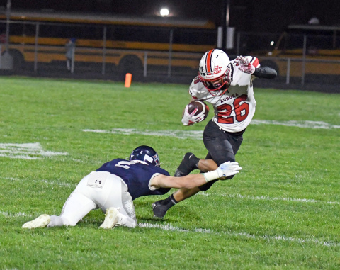 Maddex Egger scored twice in Aurora's 21-19 loss to Adams Central Friday. 
