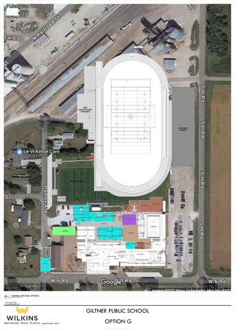 This map shows proposed renovations for the exterior of the Giltner school. Officials noted that this is not the final map for renovations and is subject to change prior to voting.