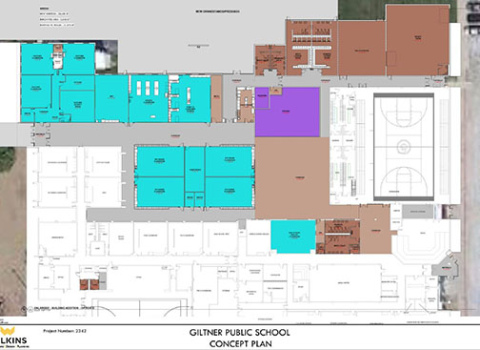 One of the proposed plans for adding square footage to Giltner Schools. 