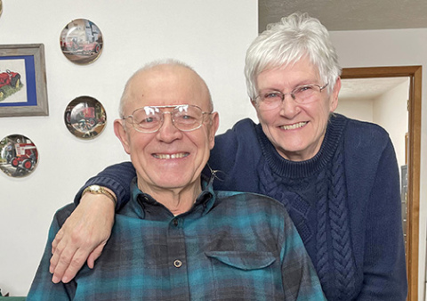 Gene Schlecte and his wife, Sandy, are seen here in their home near Waco. Schlecte was honored by the York-Hamilton Cattlemen Tuesday for his many years as a York County cattle producer. 