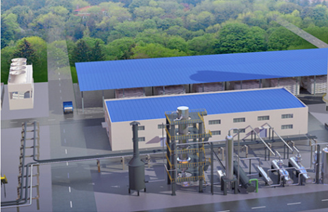 This rendering shows a typical ammonia plant using electrolyzer technology for hydrogen feedstock production. The same elements shown here would be utilized on a plant being proposed by Synergen Green Energy near Aurora.
