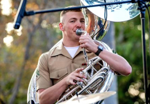 During his time with the Marine Band San Diego, Cpl. Elliott Jensen performed as a tuba instrumentalist and after February will be reassigned to the Second Marine Division Band in North Carolina.