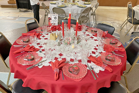 This is one of many themed tables set up for last week’s annual fundraiser at the Plainsman Museum. This table featured a Valentine’s Day theme.