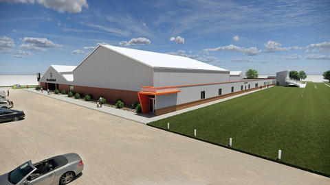 A 3D model of the northwest side of Giltner Public Schools shows the planned exterior renovations to the school. A new corridor will provide easier access to the school’s main gym and concessions area from the west parking lot and football field.