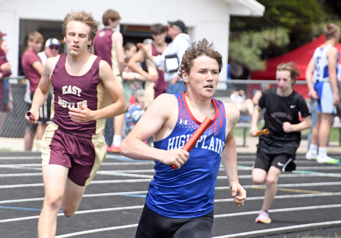 News-Register/Kurt Johnson HPC’s Lance Russell was part of the Storm’s state qualifying 3200 relay team, one of 11 state participants for High Plains. 