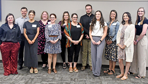 Members of the 2024 Hamilton County Leadership Class are shown here at their graduation on May 21 at the Bremer Community Center, along with their leader, Aurora Chamber of Commerce Executive Director Justise Rhoden. From left are Rhoden, Jordan Slough, Bridget Gallagher, Shaye Walker, Courtney Richardson, Laci Fleming, Beca Hadenfeldt, Gabe Hewen, Connor Ashby, Selena Longoria,Shelby Landell and Lydia Behnk.