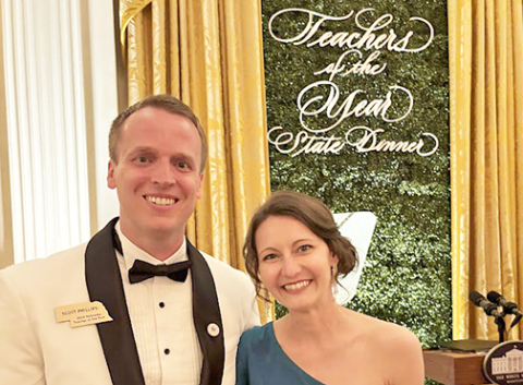 Scott Phillips and his wife Carissa were guests at an official State Dinner at the White House on a recent trip to Washington D.C. honoring teachers of the year from across the United States. 