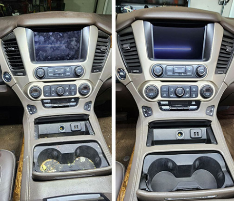 Barry's car detailing business brings dashboards back to life, as seen in these before and after photos of a client's vehicle. 