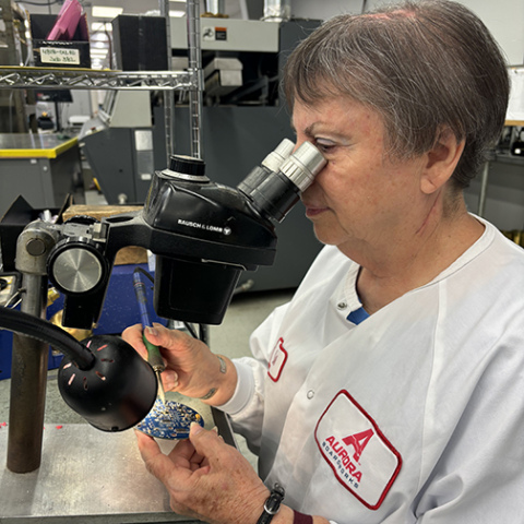 Carol Schenk has been a familiar face at Aurora Boardworks, previously known as International Sensor Systems. Schenk, who was hired by Cliff Williams in 1974 as the company’s second employee, retired Monday after 50 years on the job.
