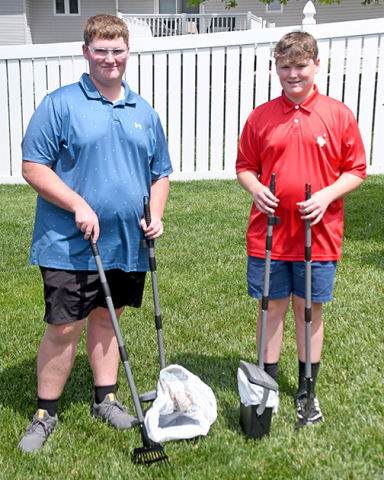 Mason and Carter Howland have formed M&C Dawg Patrol and are dedicated to helping pet owners keep their yards free of pet waste all year around.