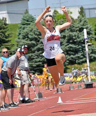 Aurora’s Adi Fahrnbruch won two medals at the 2024 state track and field championships, including a sixth in the long jump and seventh in the triple. 